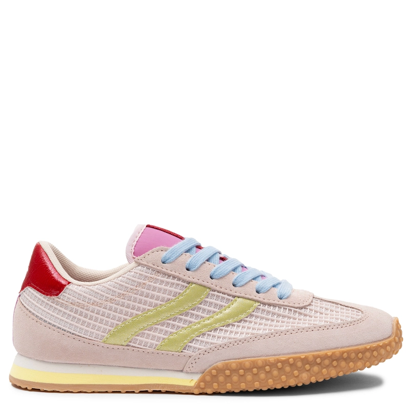 Gioseppo Pastel Suede-Mesh Sneakers Low Profile Multicolor 78029-CHAKE-PINK