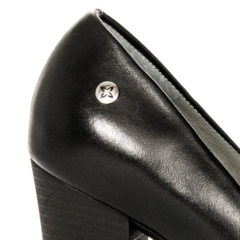 Maciejka Leather Comfortable Pumps On Platform Black 02629-01/00-1