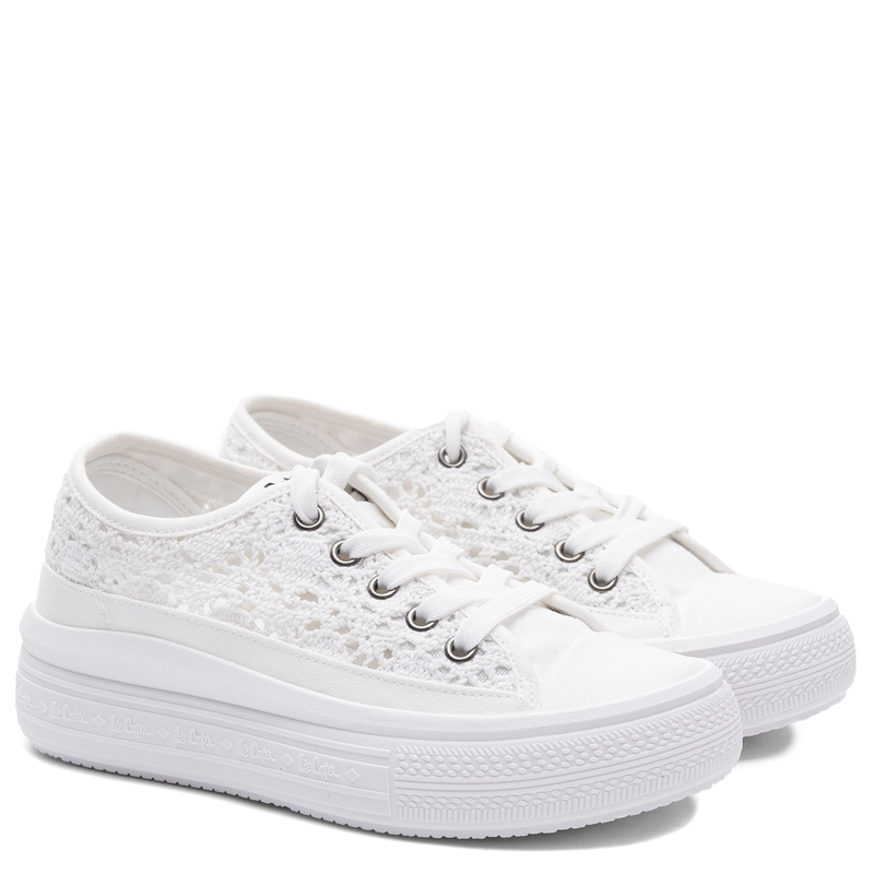 Lee Cooper Openwork Lace Platform Sneakers White LCW-26-44-4485L