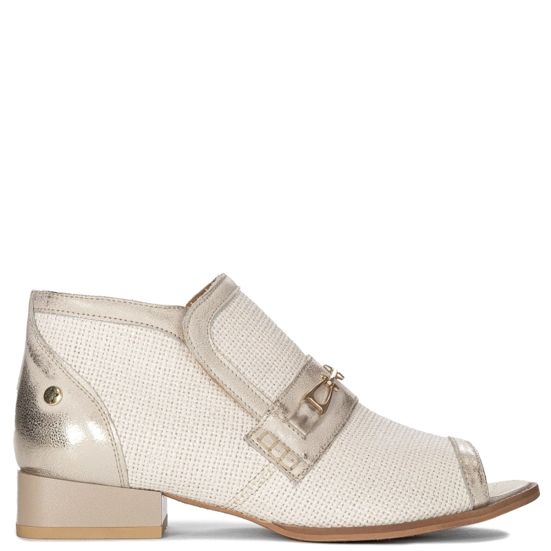 Maciejka Leather Peep Toe Woven Boots Gold 06934-25/00-1