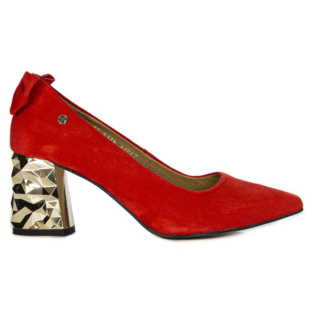 Maciejka Pumps Velour Leather Block Heel Red 5334S-08/00-1