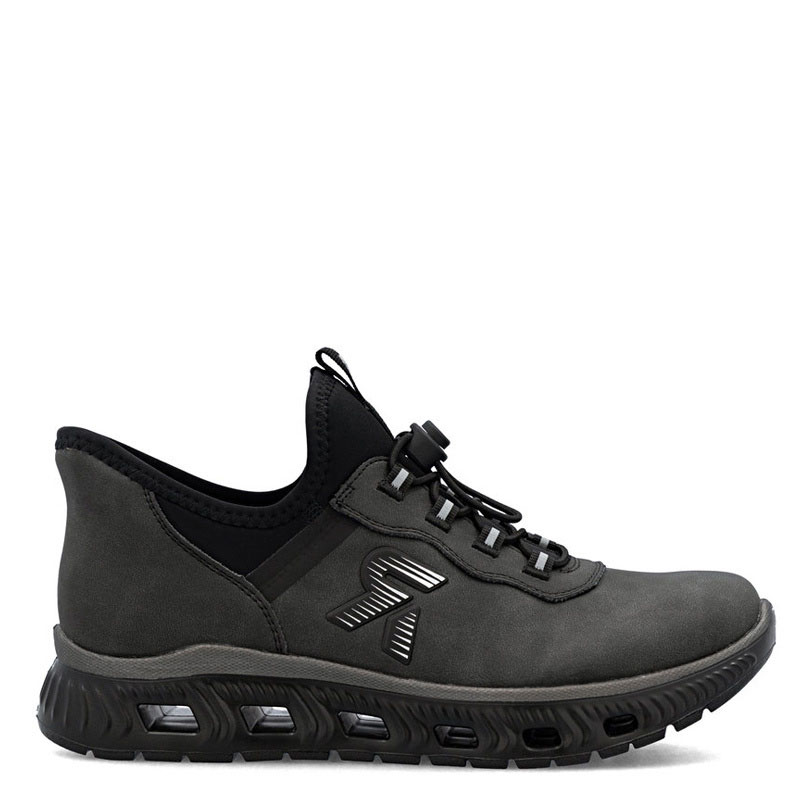 Rieker Comfortable Elastic-Lace Low Shoes Cushioning Sole Black M6065-45-BLACK
