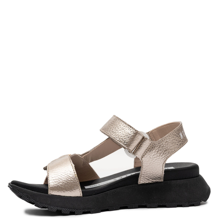 Hispanitas Leather Platform Sandals With Velcro Closure Gold HV264807-CAVA