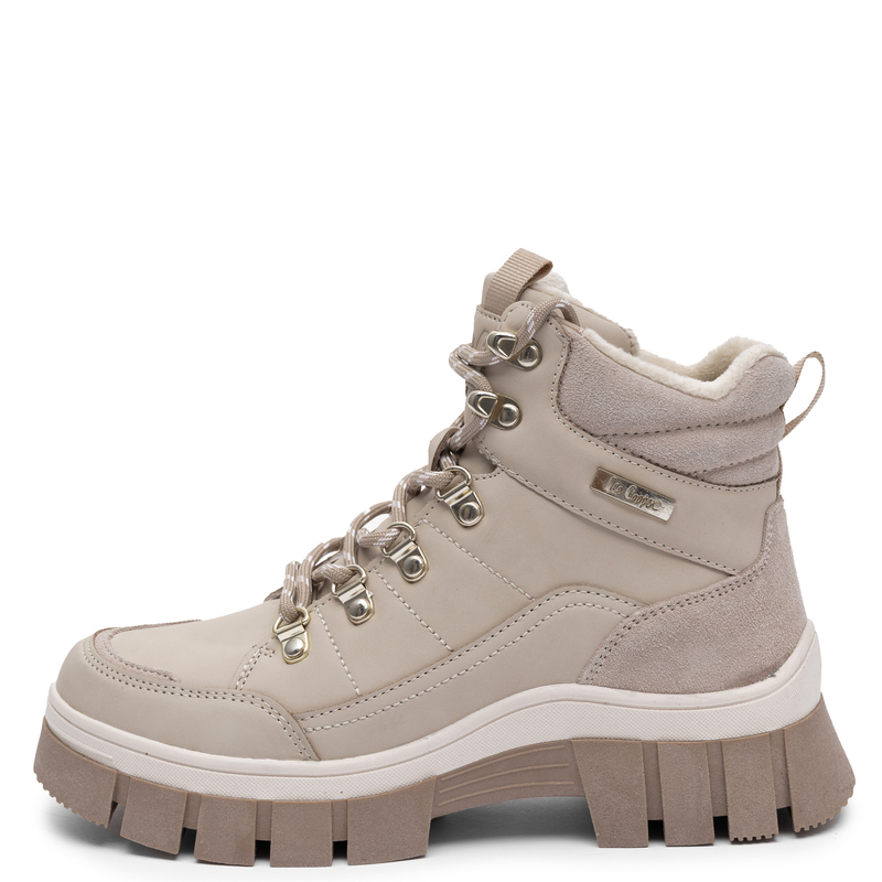 Lee Cooper Ocieplane Skórzane Trapery Na Platformie Beżowe LCJ-26-31-4581LA