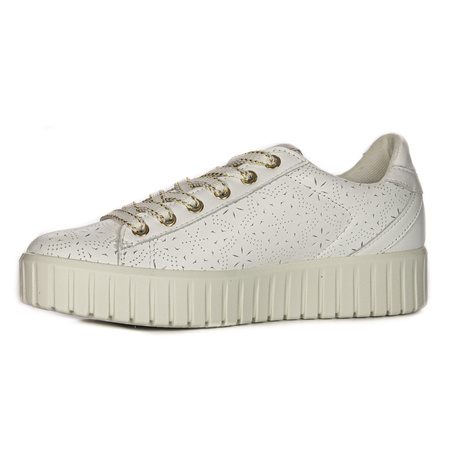 Igi&Co Sneakersy damskie skórzane na platformie białe