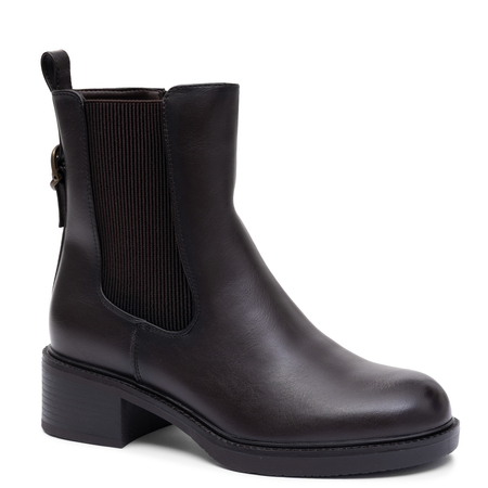 Sergio Leone Stylish Insulated Block Heel Ankle Boots Brown BT-04