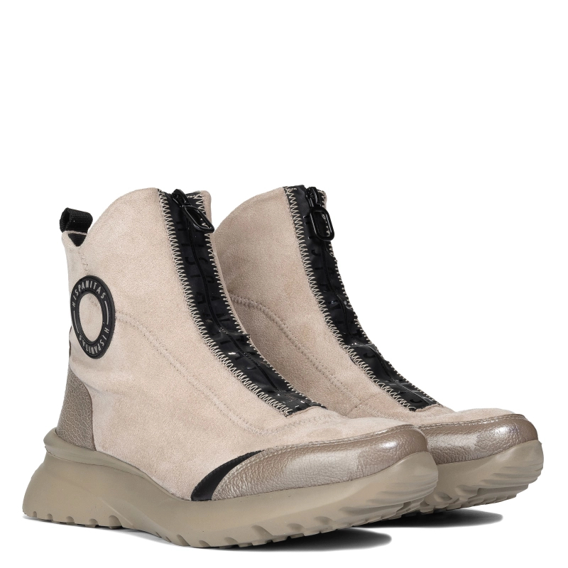 Hispanitas Platform Ankle Boots with Front Zipper Beige HI233016-C008