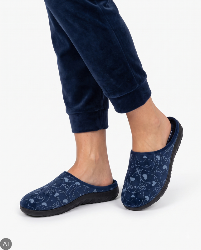 Inblu Women's Comfortable Home Slippers Textile Slip-On Navy ET000041