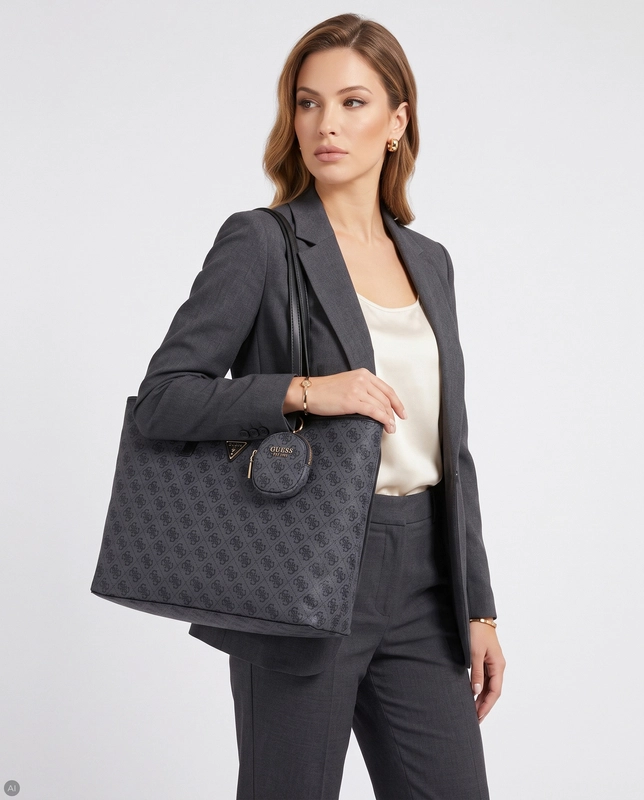 Guess Noelle Klasyczna Torba Damska Duża A4 Czarna TWNB2168240-BLACK