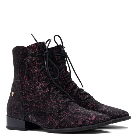 Maciejka Artistic Leather Ankle Boots Black Purple 6391W-44/00-1