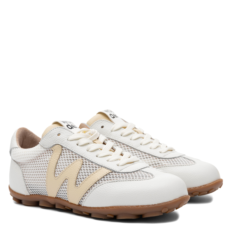 Wonders Skórzane Sneakersy Półbuty Damskie Oddychające Biało-Beżowe AP-2101-OFF-VANIL