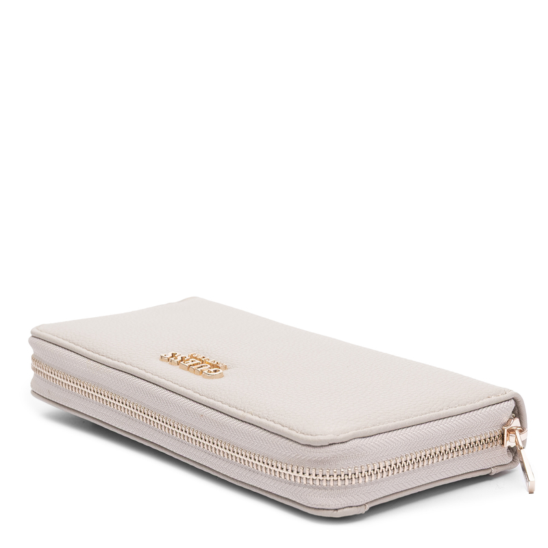Guess Elegancki Zapinany Na Zamek Portfel Damski Z Paskiem Beżowy SWBG9735146-BEIGE