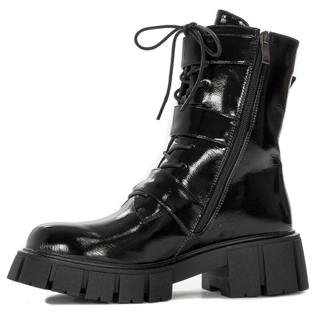 S.Barski Women's Ankle Boots Black Lacquered