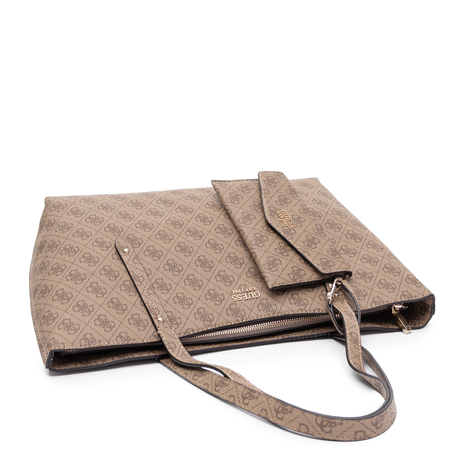 Guess Abey Klasyczna Torba Damska Duża A4 Z Saszetką Beżowa HWLG9648240-BEIGE   
