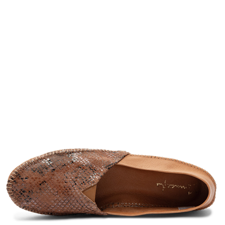 Maciejka Leather Flat Shoes With Snake Pattern Orange 1930W-53/00-0