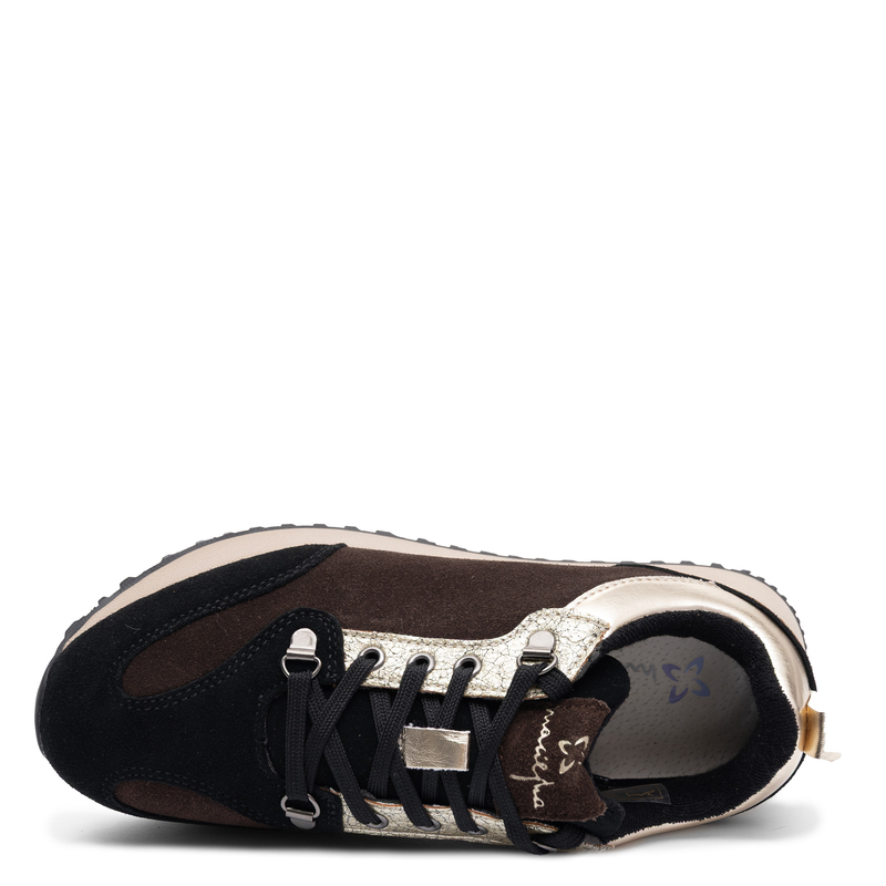 Maciejka Sneakersy Damskie Brązowe ze Złotymi Wstawkami M7360-02/00-7
