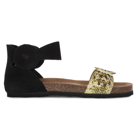 Yokono Women's Black Leather Sandals