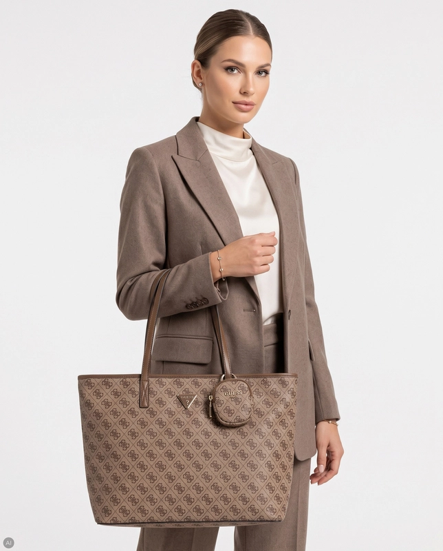 Guess Noelle Klasyczna Torba Damska Duża A4 Beżowa TWNB2168240-CAMEL