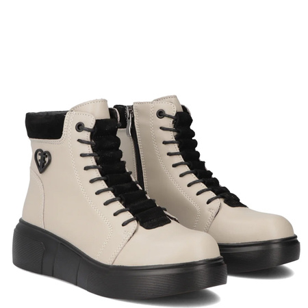 Filippo Leather Insulated Women’s Ankle Boots Platform Beige DBT712825BE