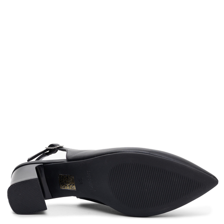 Sergio Leone Elegant Block Heel Slingback Pumps Black SK-463
