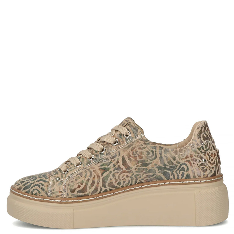 Filippo Leather Patterned Platform Sneakers Beige DP7653-26-BE-MLT