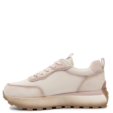Filippo Leather Platform Sneakers With Pastel Inserts Beige-Pink DP7754-26-BE