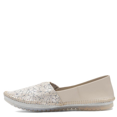 Maciejka Leather Slip-On Loafers with Floral Pattern Beige 1930B-32/00-0