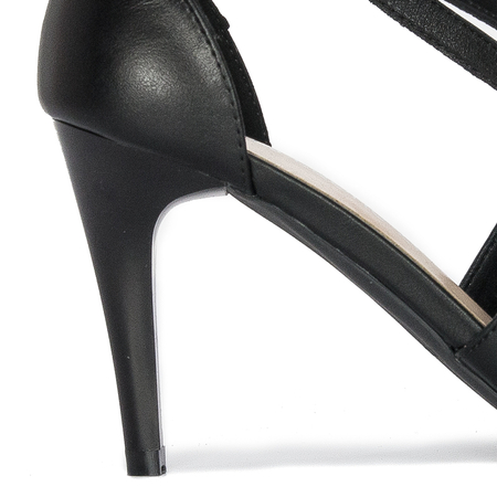 Sergio Leone women's sandals on a high heel Black PU