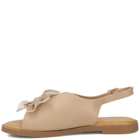 Filippo Elegant Flat Sandals With Decorative Bow Beige DS7891-26-BE