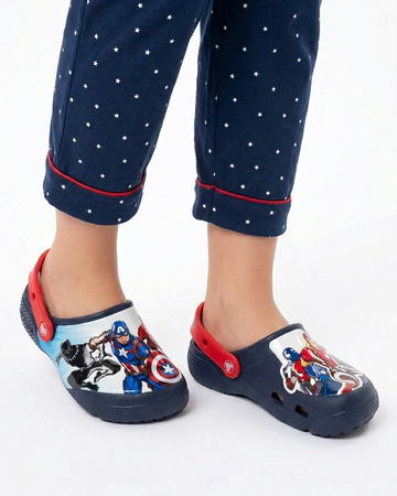 Crocs Children Slides Navy Avengers Patch