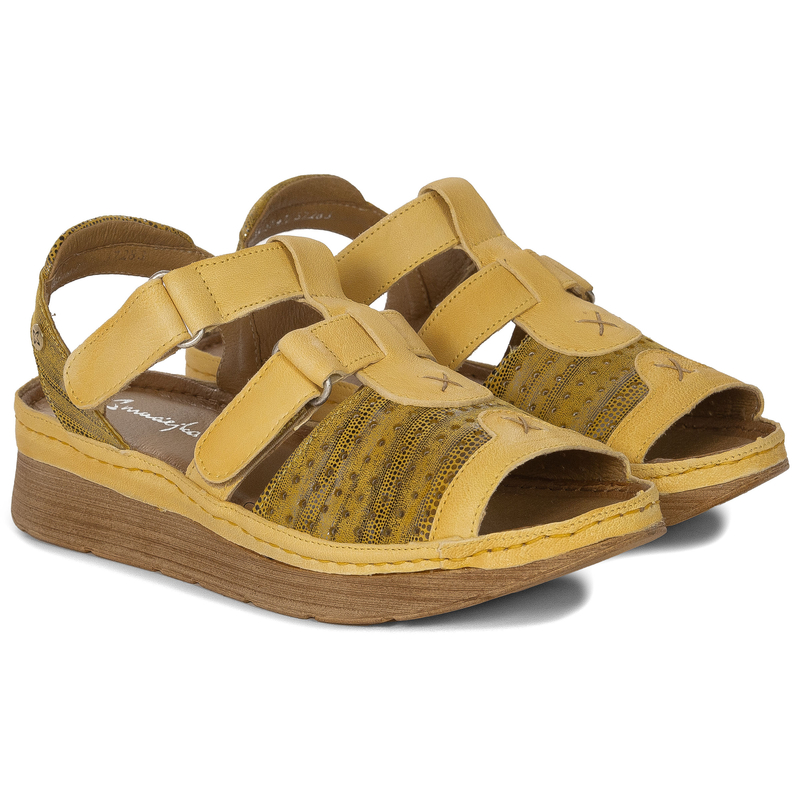 Maciejka Women's Leather Sandals Yellow
