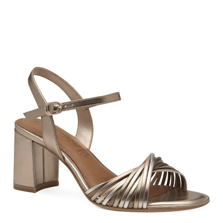 Tamaris Leather Block Heel Sandals Elegant Gold 1-28324-42-988