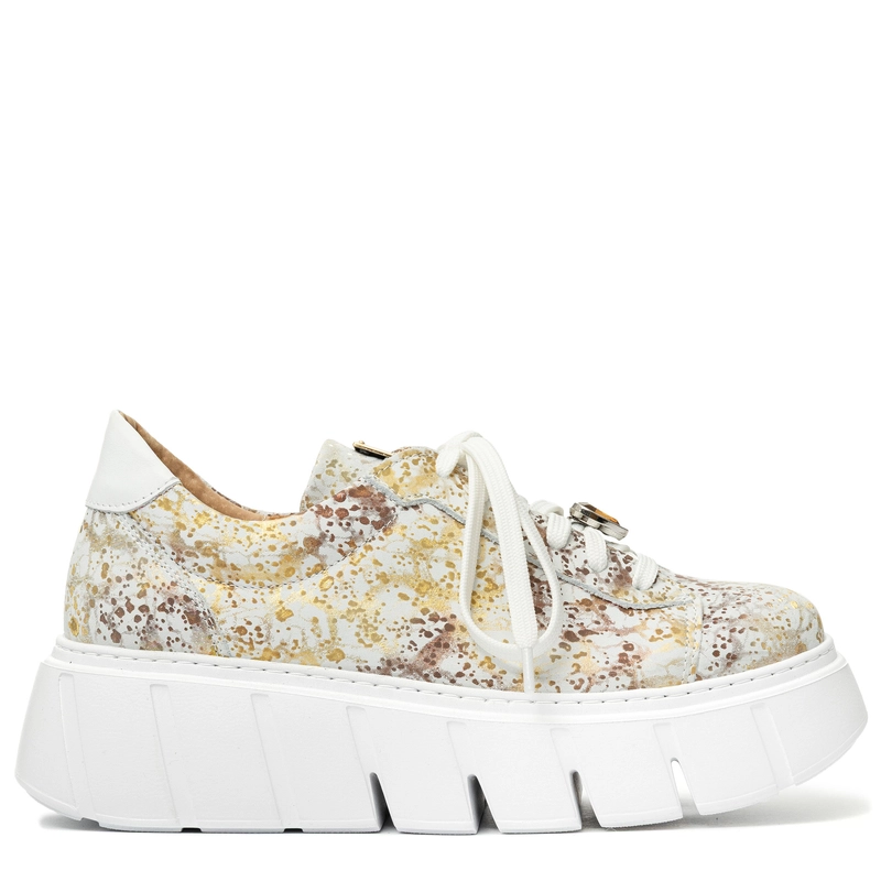Maciejka Leather Sneakers Platform White-Gold 06891-11/00-8