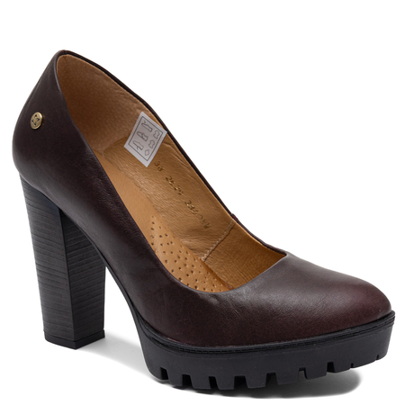 Maciejka Półbuty Na Słupku Elegancja Skórzane Bordowe 2629W-09/00-1 
