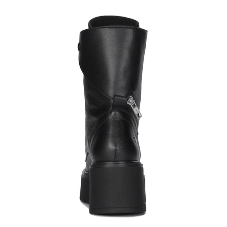 Maciejka Leather Platform Ankle Boots Lace-Up Black 06676-01/00-8