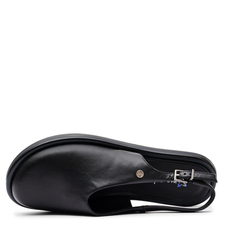 Maciejka Leather Slingback Flats Adjustable Buckle Black K7513-01/00-1