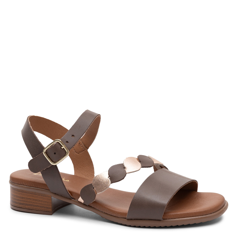 Maciejka Leather Sandals With Decorative Strap Brown E7394-32/00-1