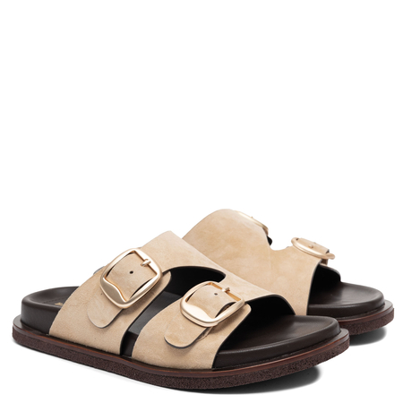 Bruno Premi Suede Leather Slides Beige BN7004XBPRSUEALMO