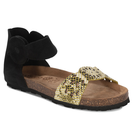 Yokono Women's Black Leather Sandals