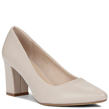 Sergio Leone Pointed-Toe Pumps Block Heel Nude Beige PB414