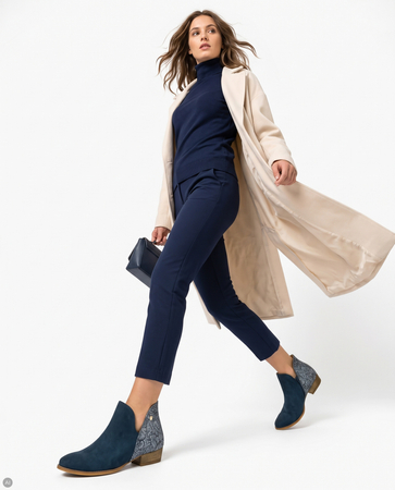 Maciejka Asymmetric Ankle Boots Low Heel Navy 04091-47/00-5