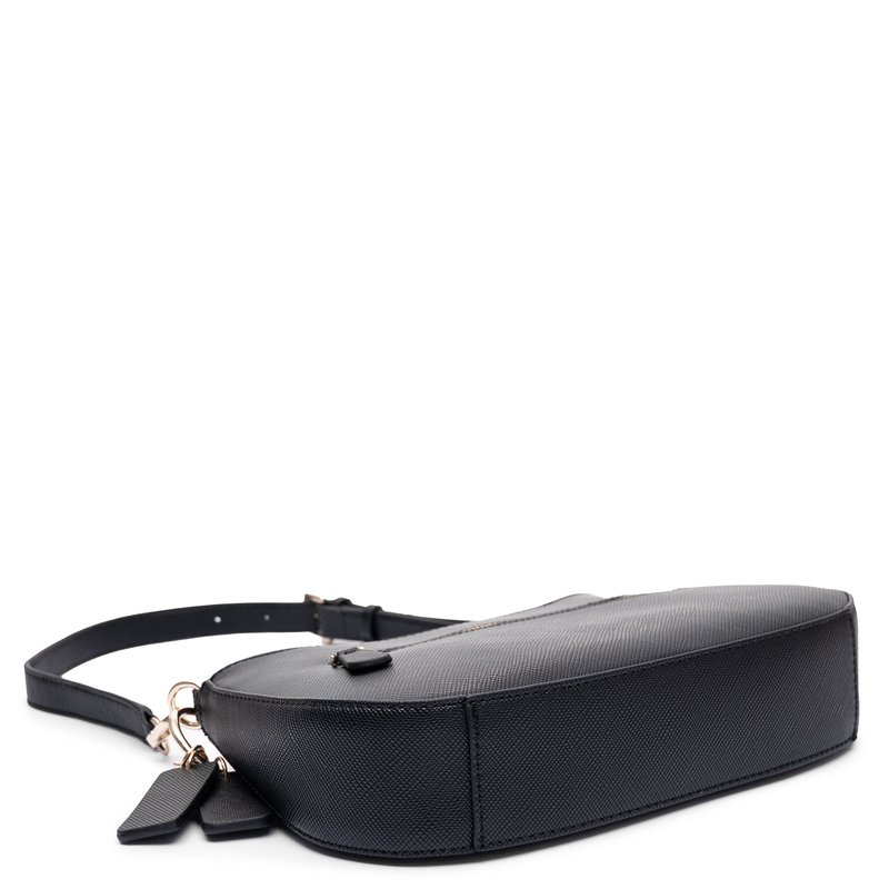 Guess Elegancka Klasyczna Torebka Na Ramię Bagietka Mała Czarna HWZG9672180-BLACK