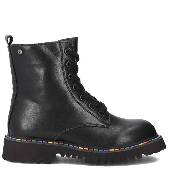 Filippo Leather Lace-Up Ankle Boots With Rainbow Piping Black DBT7428-25-BK