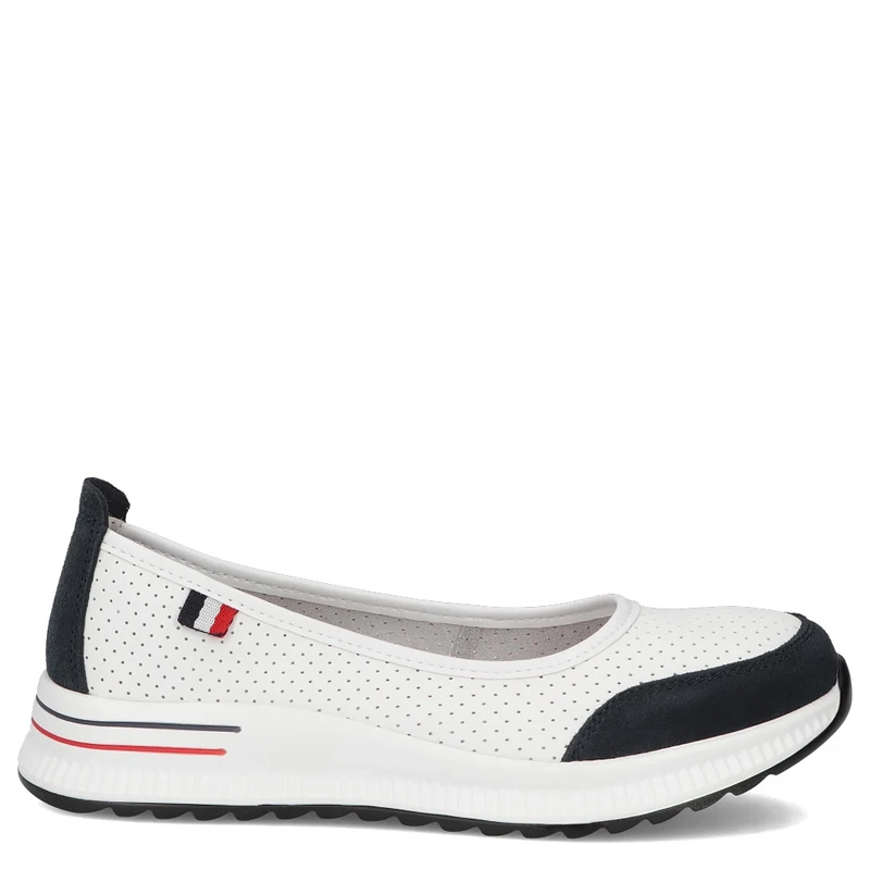 Filippo Leather Perforated Slip-On Platform Shoes White-Navy DP6134-26-WH-NV