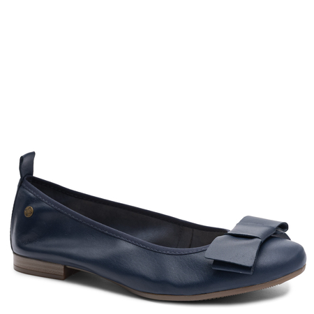 Maciejka Leather Ballerinas With Bow Flat Navy P6802-17/00-0