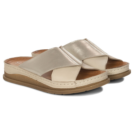 Maciejka Beige + Gold Women's Slides