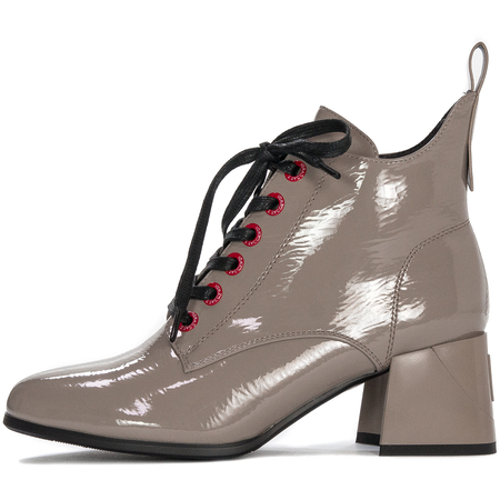 S.Barski Women's boots ankle boots beige lacquered