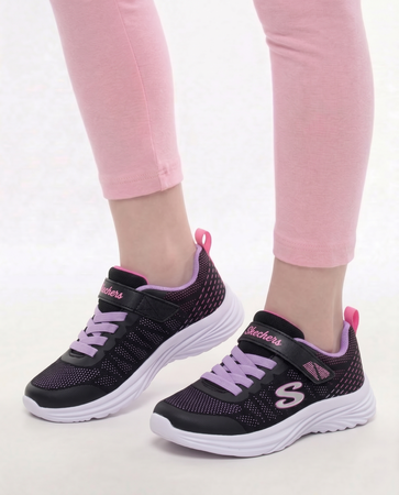 Skechers Sportowe Sneakersy Dziewczęce z Rzepem Czarne 302448L-BKMT