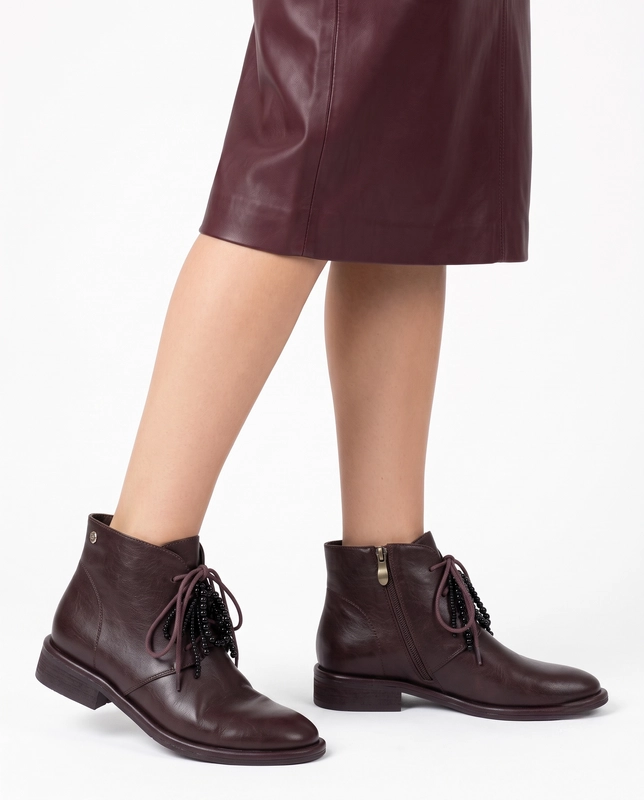 Maciejka Leather Platform Ankle Boots Brown K7787-23/00-7