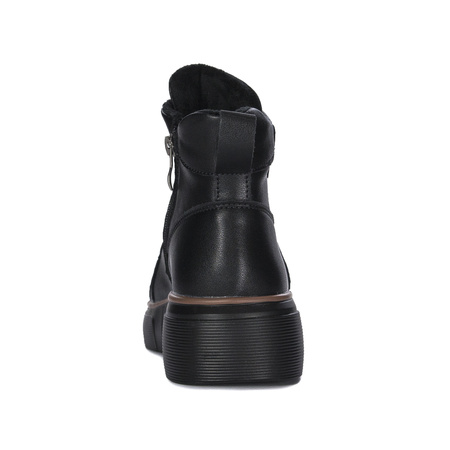 Filippo Women's Leather Ankle Boots on a Platform, Insulated, Black